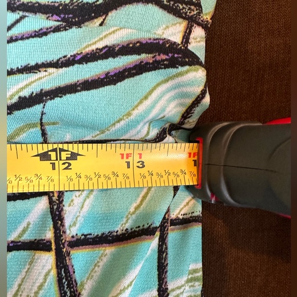 Kasper Beautiful Colors Peacock Feather Maxi V Neck Tie In Front Dress SZ PM - Picture 11 of 13